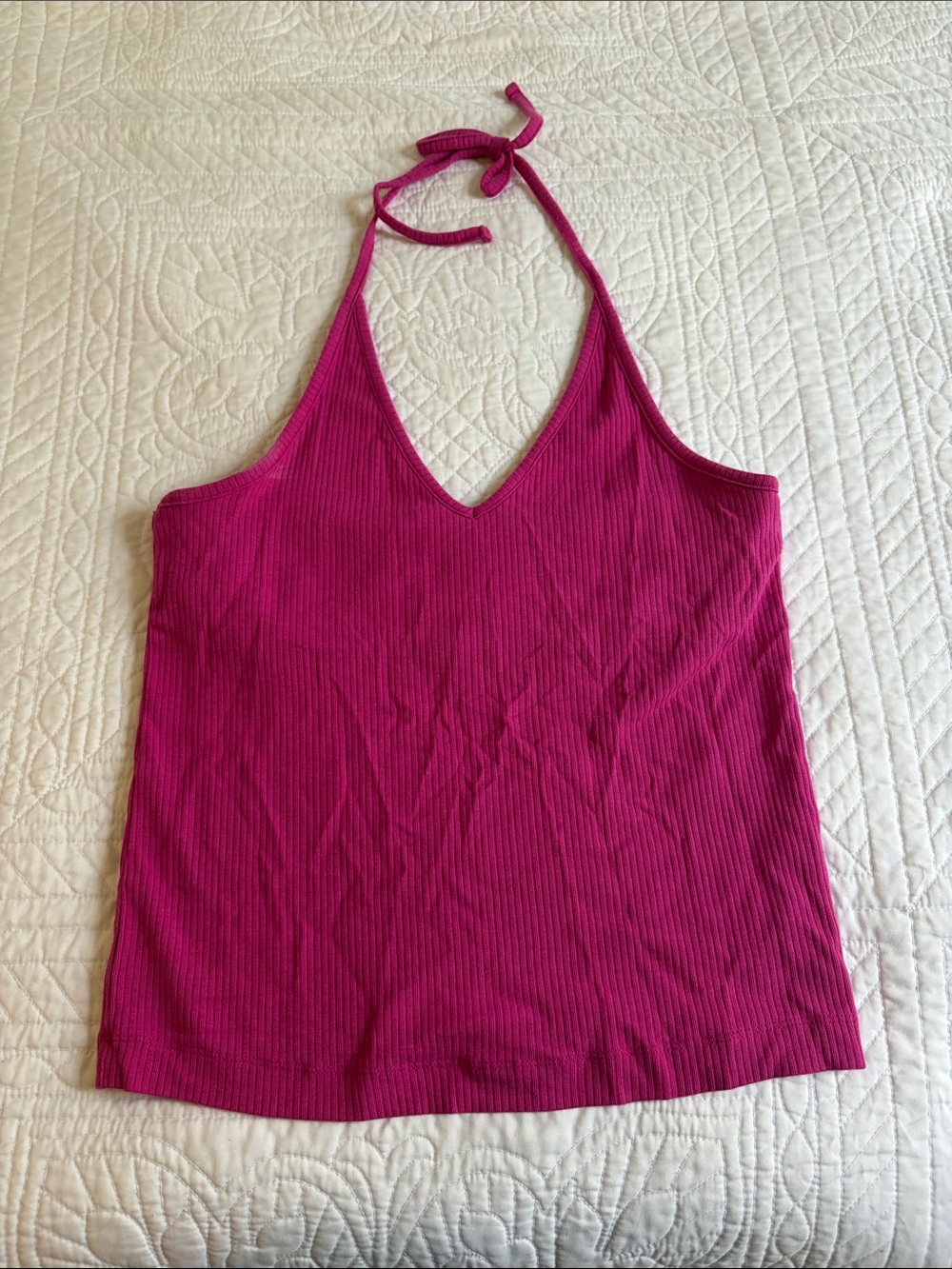 Old Navy Fuchsia Ribbed Halter Tank Top